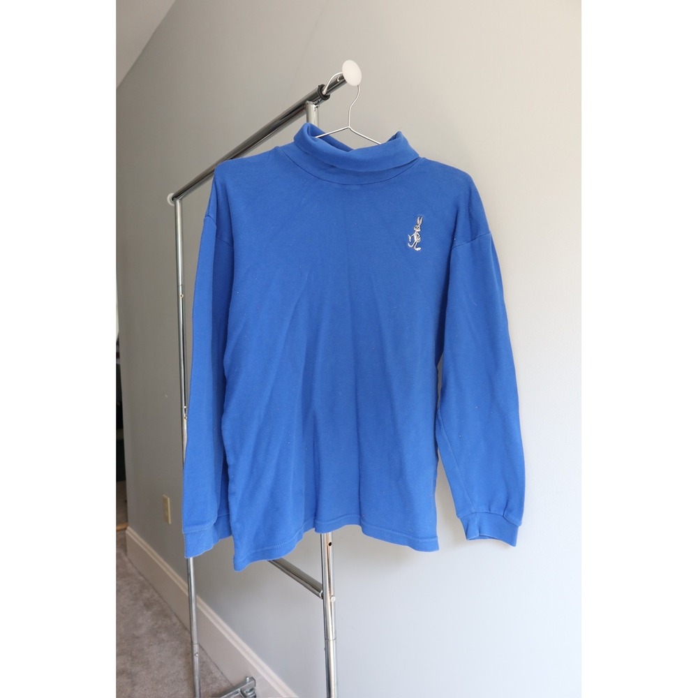 Vintage 1994 Acme Looney Tunes Bugs Bunny Blue Turtleneck‎ Long Sleeve XS Men's